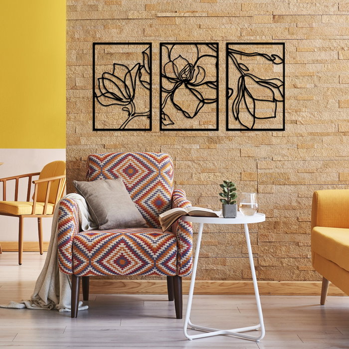 Wallity Erbas-1 Accesorio de Pared Decorativo de Metal Negro (3 Piezas)